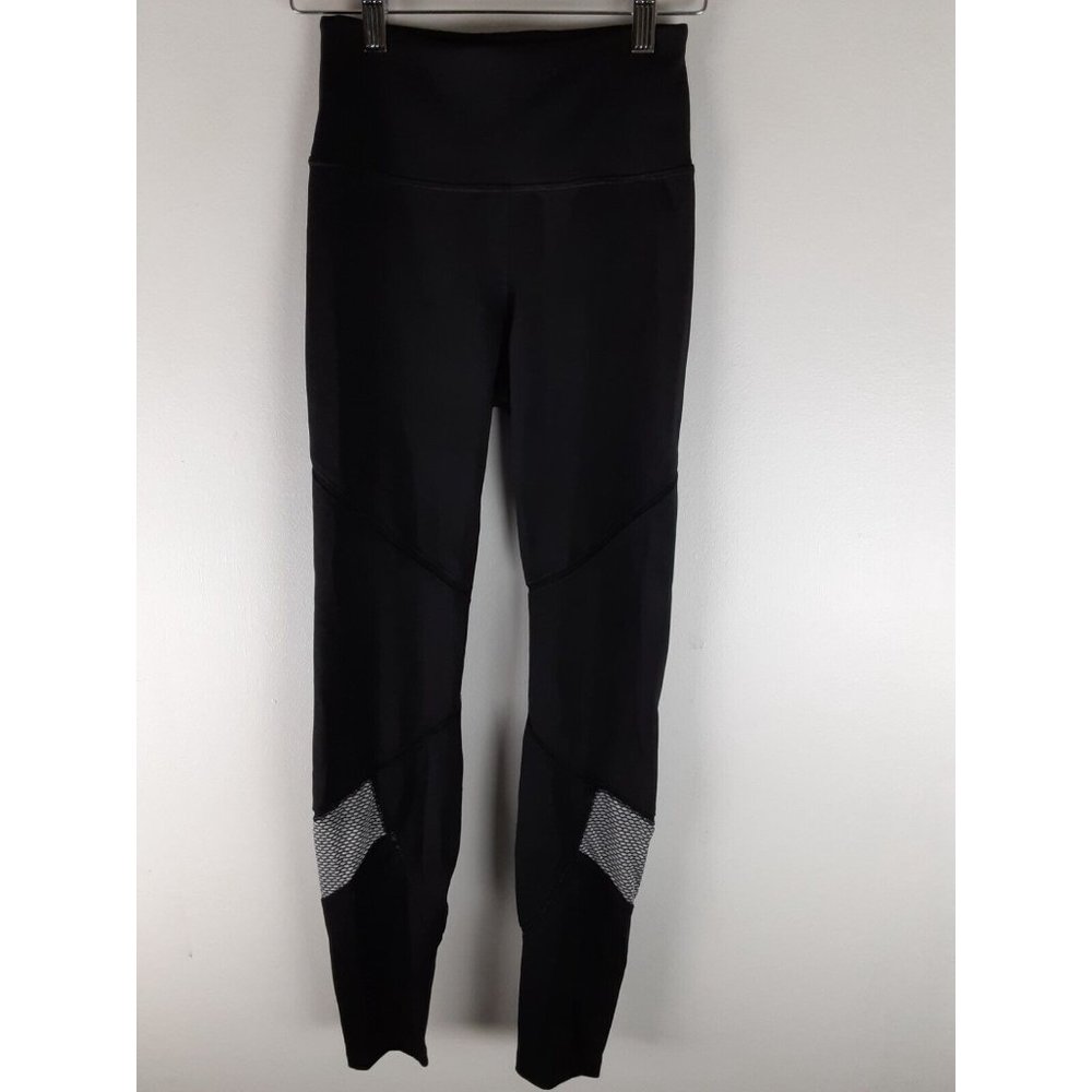 Avia Women's Black Mesh Leg Ankle Length Leggings Active Athletic Gym XS